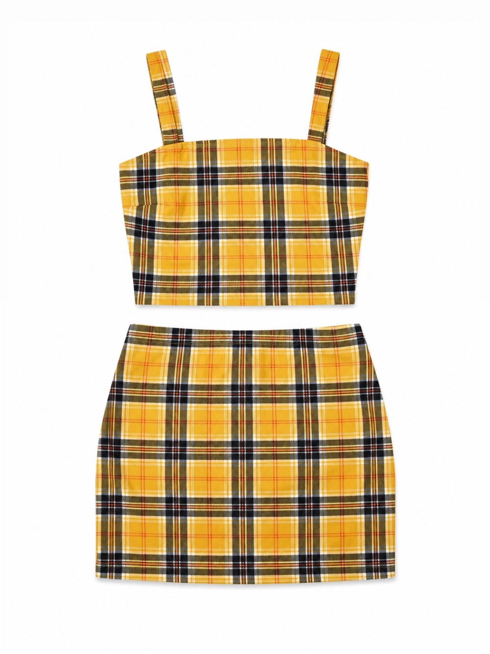 Yellow Plaid Two-Piece Skirt Set (Clueless Inspired / Halloween), Size XS